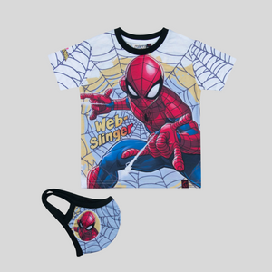 Spiderman Fancy T-shirt With Mask For Boys Black