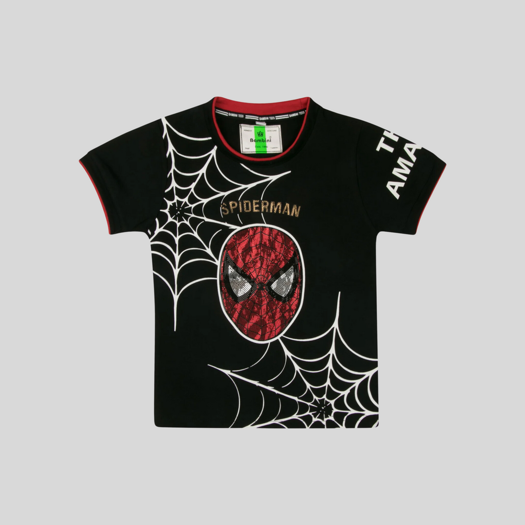 Boys Solid Spider Man Round Neck T Shirt