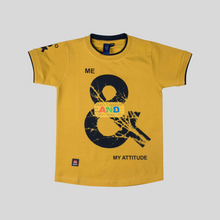 Load image into Gallery viewer, Boys Rubber Printed Yellow Round Neck T Shirt
