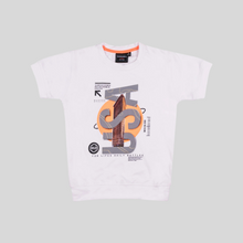 Load image into Gallery viewer, Boys Printed White Round Neck T Shirt
