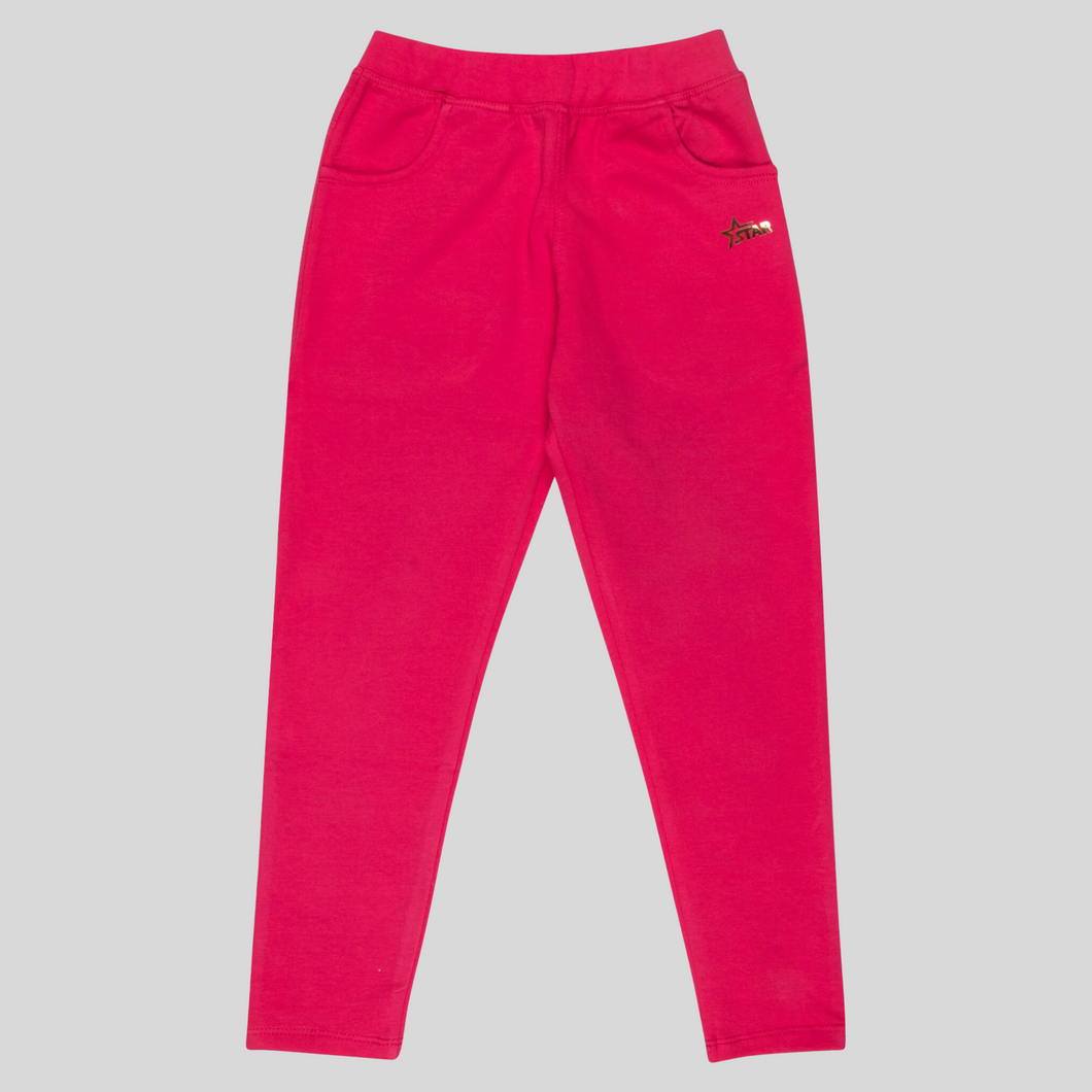 Girls Solid Stretchable Tomato Track Pant