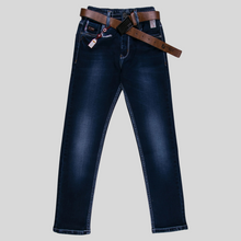 Load image into Gallery viewer, Boys Solid Stretchable Dark Blue Jeans
