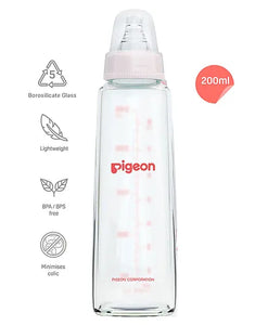 Pigeon Anti Colic Glass Feeding Bottle Pink - 200 ml