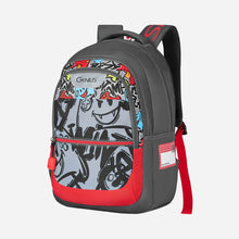 Load image into Gallery viewer, Genius by Safari Scribble 27L Grey School Backpack with Name Tag
