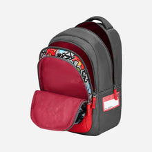 Load image into Gallery viewer, Genius by Safari Scribble 27L Grey School Backpack with Name Tag
