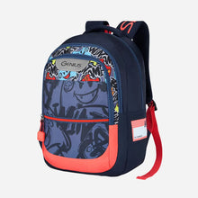 Load image into Gallery viewer, Genius by Safari Scribble 27L Blue School Backpack with Name Tag
