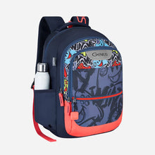 Load image into Gallery viewer, Genius by Safari Scribble 27L Blue School Backpack with Name Tag
