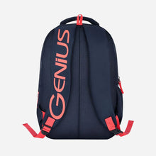 Load image into Gallery viewer, Genius by Safari Scribble 27L Blue School Backpack with Name Tag
