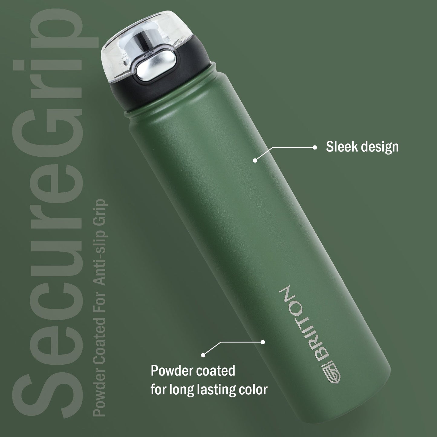 Briiton Water Bottle Titus Steel 750 Ml Green For Unisex