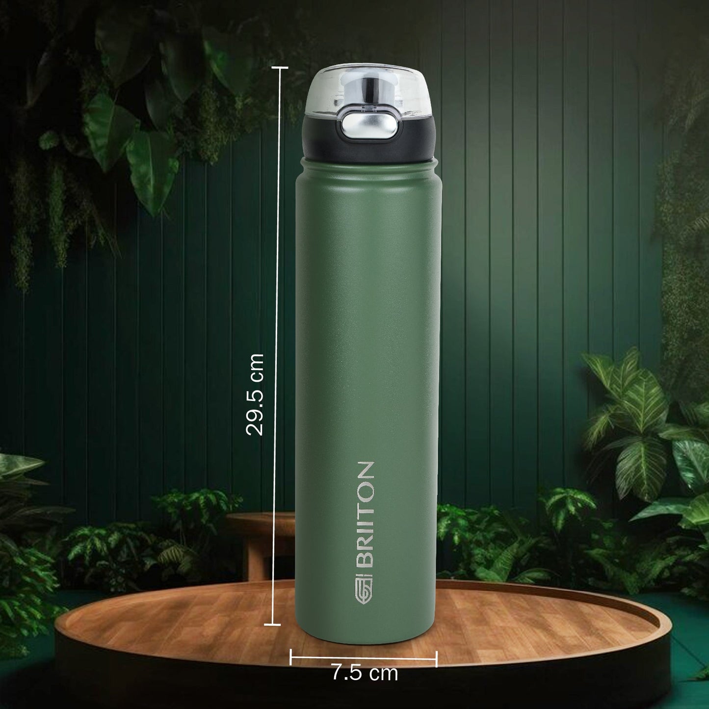 Briiton Water Bottle Titus Steel 750 Ml Green For Unisex