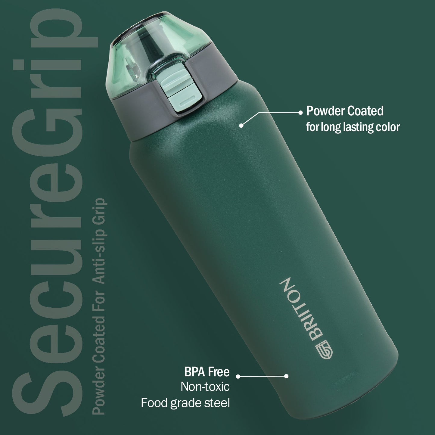 Briiton Water Bottle Tokyo Steel 650 Ml Green For Unisex