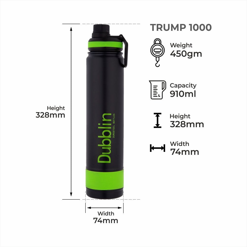 Dubblin Water Bottle Trump Steel 1000 Ml Green For Unisex