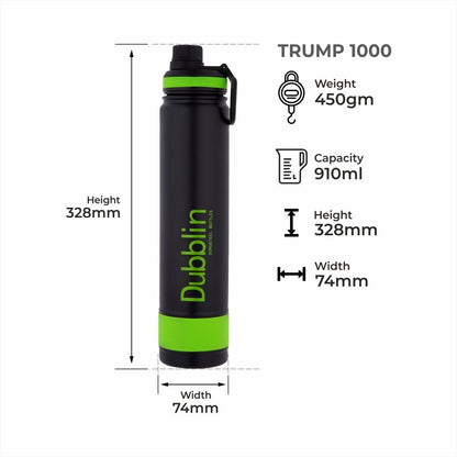 Dubblin Water Bottle Trump Steel 1000 Ml Green For Unisex