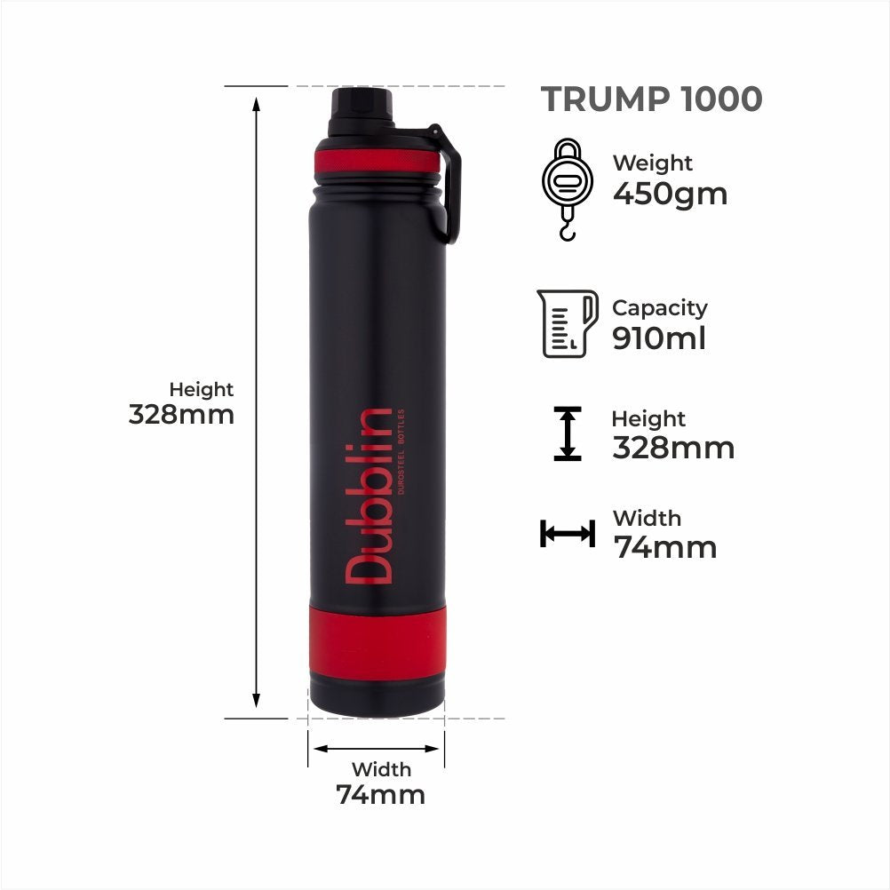 Dubblin Water Bottle Trump Steel1000 Ml Red For Unisex