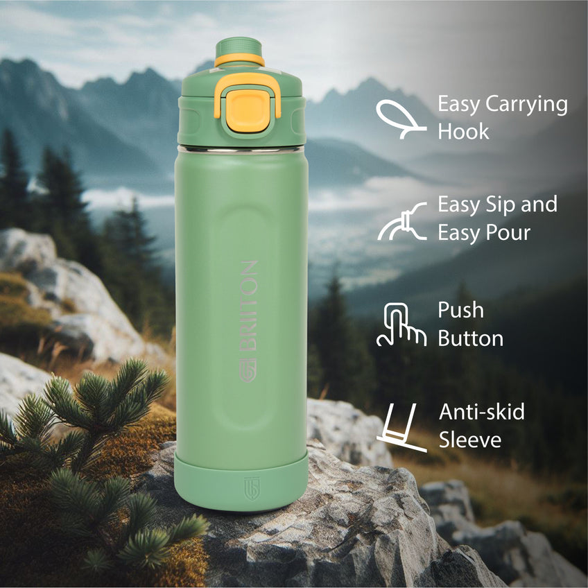 Briiton Water Bottle Universo Steel 1000 Ml Green For Unisex