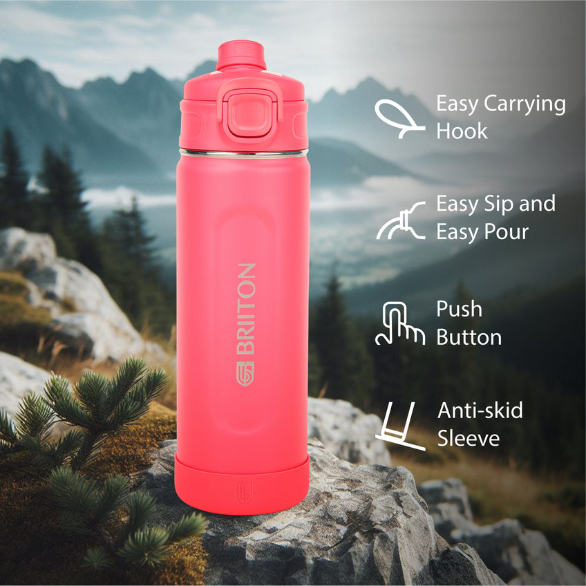 Briiton Water Bottle Universo Steel 1000 Ml Pink For Unisex