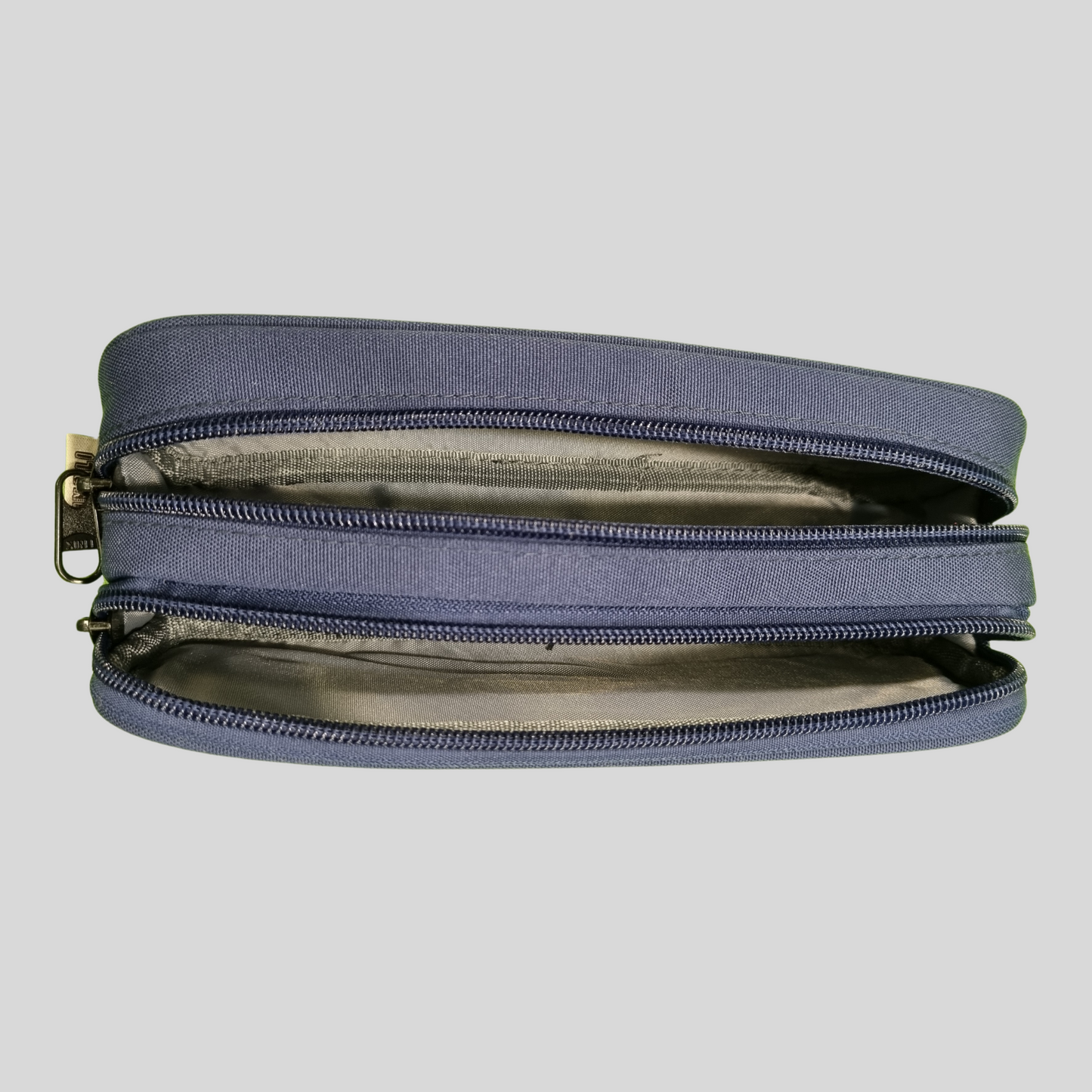 Pursuit Dual-Tone Stylish Pencil Pouch – Compact & Professional Design -Navy Blue & Grey