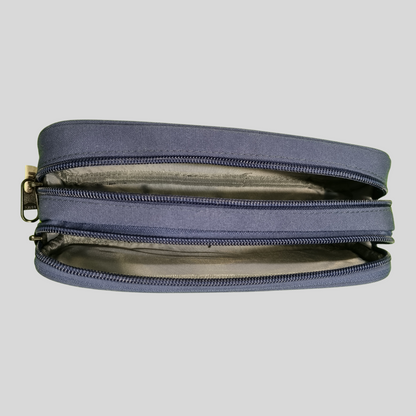 Pursuit Dual-Tone Stylish Pencil Pouch – Compact & Professional Design -Navy Blue & Grey