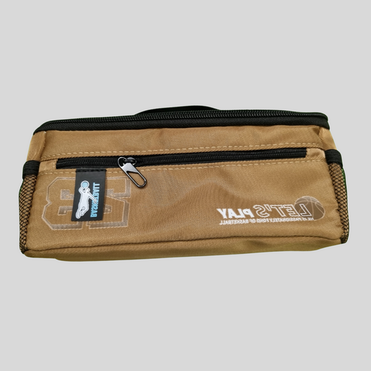 “Let’s Play” Basketball-Themed Pencil Case – Tan & Black