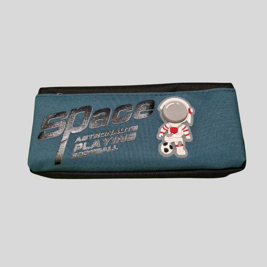 “Space Football” Astronaut-Themed Pencil Case – Blue & Black