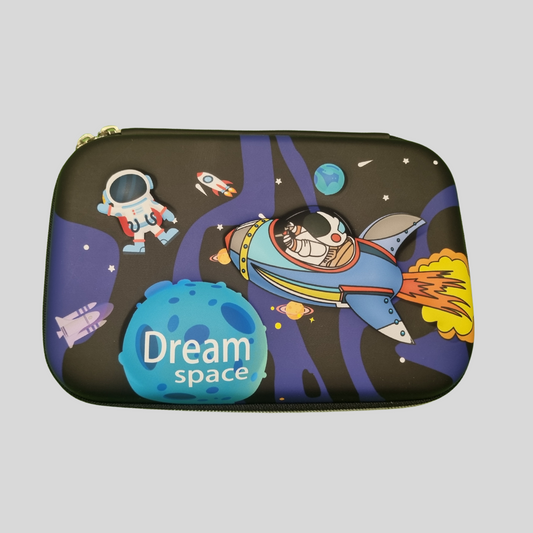 Dream Space Hardtop Pencil Case for Kids – Zippered Stationery Organizer with Inner Compartments