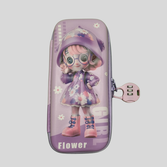 Flower Girl 3D Hardtop Pencil Case with Lock