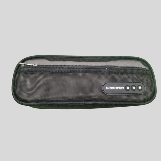 Super Sport RUN Black Mesh Pencil Case – Compact Zipper Organizer for Students & Office Use - Black