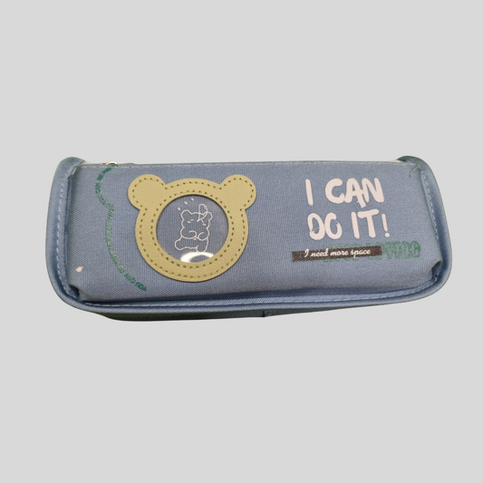 Cute Bear-Themed Pencil Case – "I Can Do It!" Inspirational Zipper Pouch