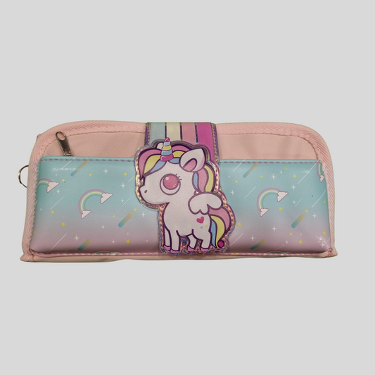 Kawaii Pastel Unicorn Pencil Case –Rainbow Stationery Organizer with 3D Unicorn Charm - (2 Colors - Peach & Purple)