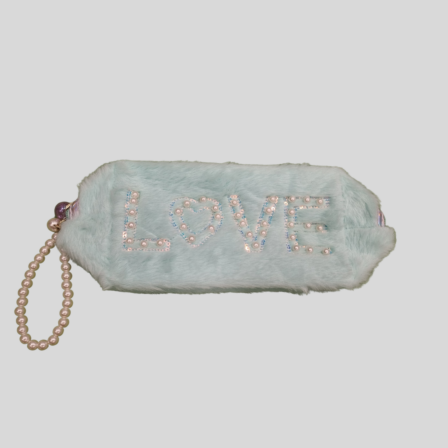 Furry "LOVE" Pearl Pencil Pouch – 5 Vibrant Color Variants