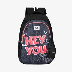 Genie You 36L Black School Backpack With Premium Fabric