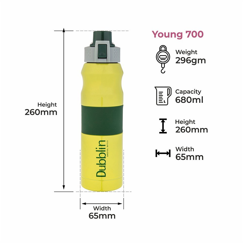 Dubblin Water Bottle Young Steel700 Ml Green For Unisex