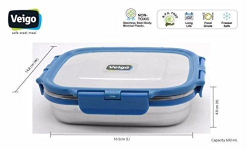 Veigo Lock N Steel 100% Air Tight 2 Container(2 Medium) Lunch Box with Bag