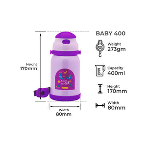 Dubblin Baby Premium Stainless Steel Water Bottle, Hot 12 Hours, Cold 24 Hours (Violet 500 ML)