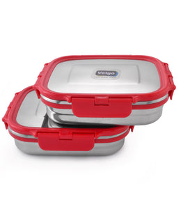 Veigo Lock N Steel 100% Air Tight 2 Container(2 Medium) Lunch Box with Bag