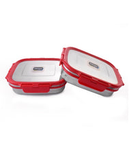 Load image into Gallery viewer, Veigo Lock N Steel 100% Air Tight 2 Container(2 Medium) Lunch Box with Bag
