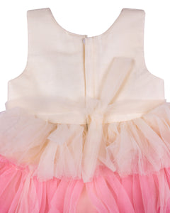 Girls Flared Cream Party Frock