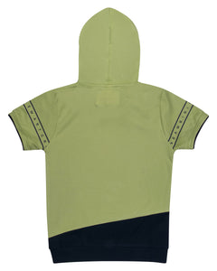 Boys Solid Printed Green Hoodies T Shirt