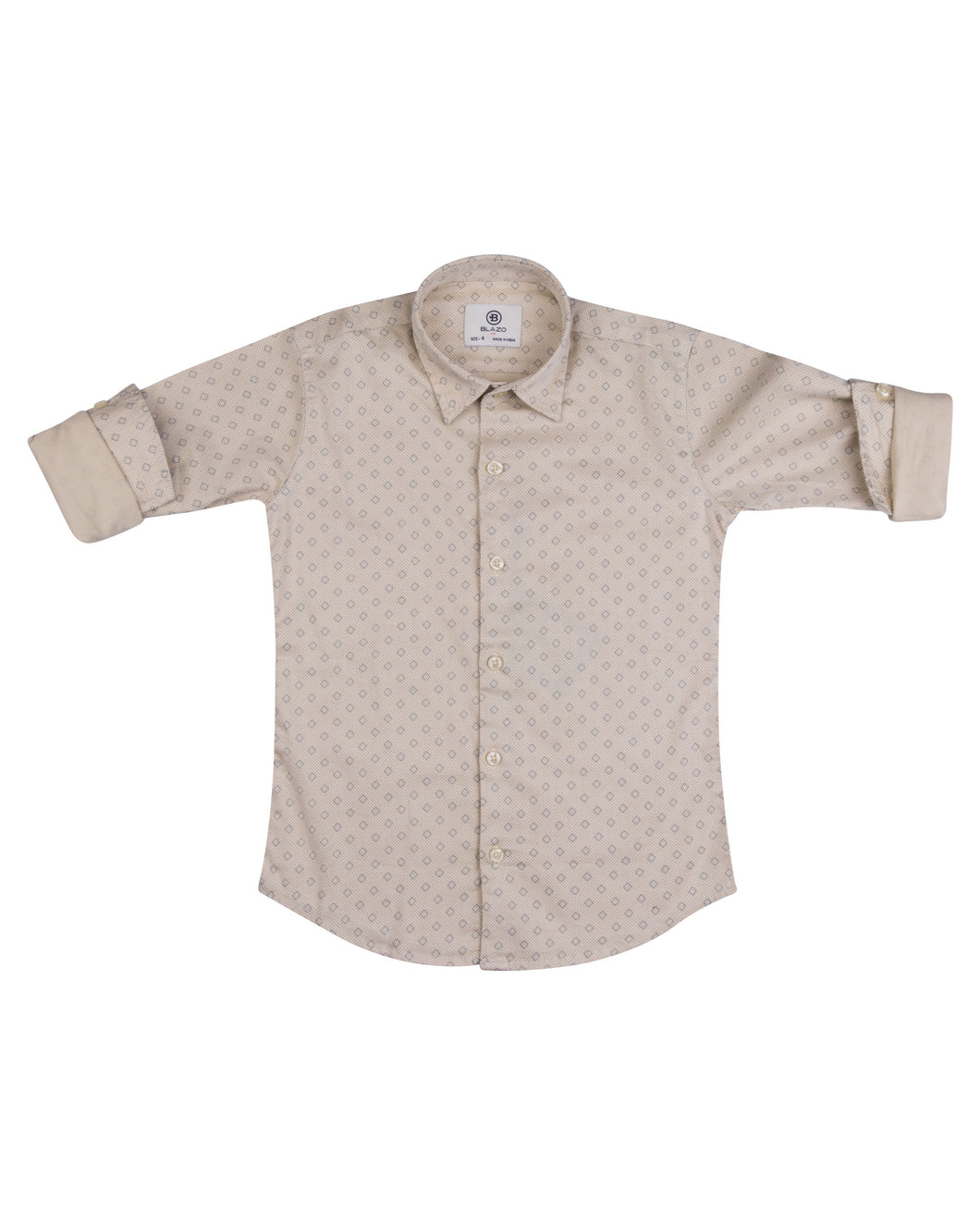 Boys Fashion Cream Printed Shirt