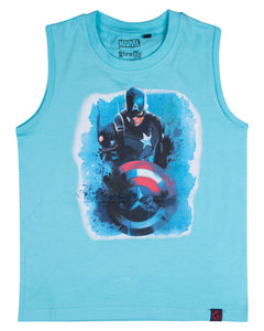 Boys Captain America Printed Sleeve Less T-Shirt