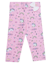 Load image into Gallery viewer, Girls Unicorn Printed Peach Capri
