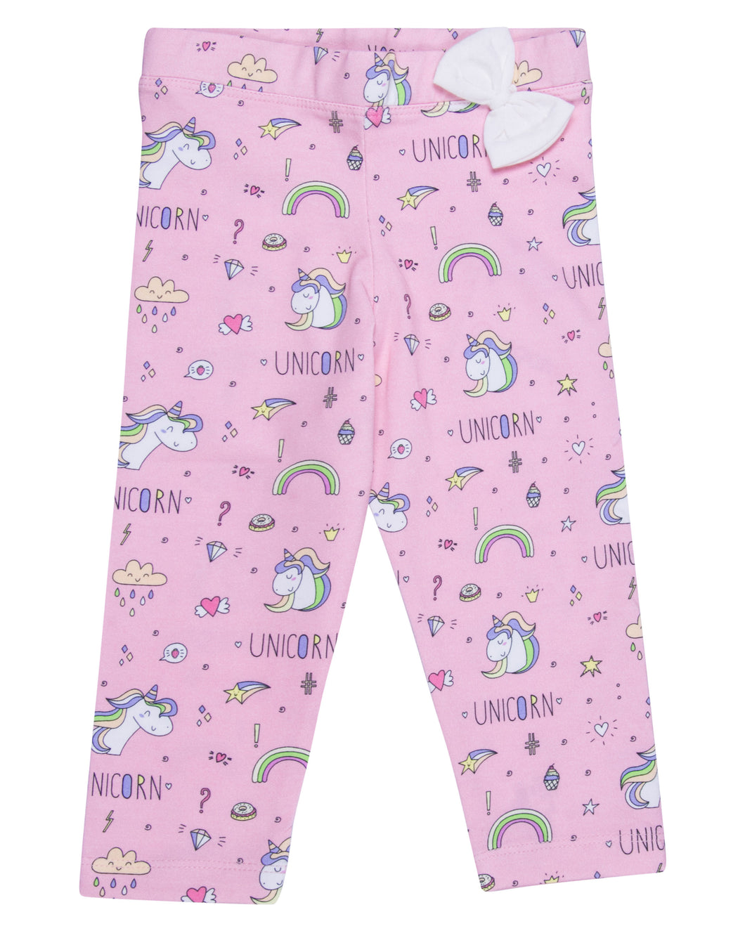 Girls Unicorn Printed Peach Capri