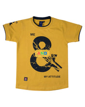 Load image into Gallery viewer, Boys Rubber Printed Yellow Round Neck T Shirt
