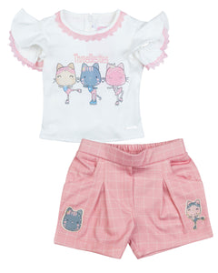Pink Top With Shorts Set