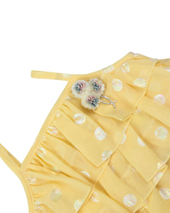 Girls  Yellow Frilly Top With Layered Skirt