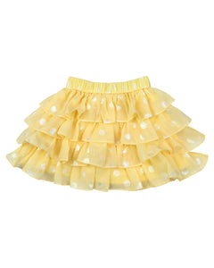 Girls  Yellow Frilly Top With Layered Skirt