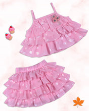 Load image into Gallery viewer, Girls Pink Frilly Top With Layered Skirt
