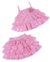 Load image into Gallery viewer, Girls Pink Frilly Top With Layered Skirt
